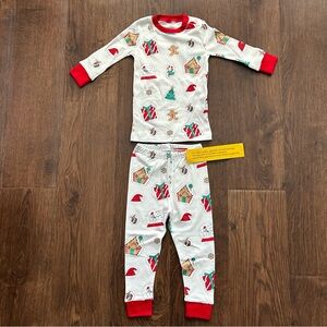 Noomie Long Sleeve Christmas Gingerbread Snow Globe Pima Cotton 2 Piece PJ Set